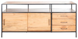 Safavieh Angelice Sliding Door Media Unit in Light Walnut, Black SFV5744A