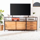 Safavieh Angelice Sliding Door Media Unit in Light Walnut, Black SFV5744A