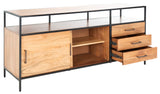 Safavieh Angelice Sliding Door Media Unit in Light Walnut, Black SFV5744A