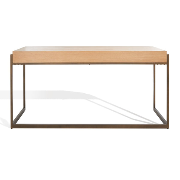 Safavieh Genevieve 3-Drawer Writing Desk Walnut / Antique Brass Wood / Stainless Steel SFV6008C