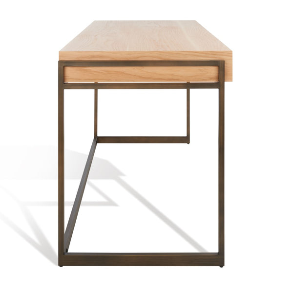 Safavieh Genevieve 3-Drawer Writing Desk Walnut / Antique Brass Wood / Stainless Steel SFV6008C