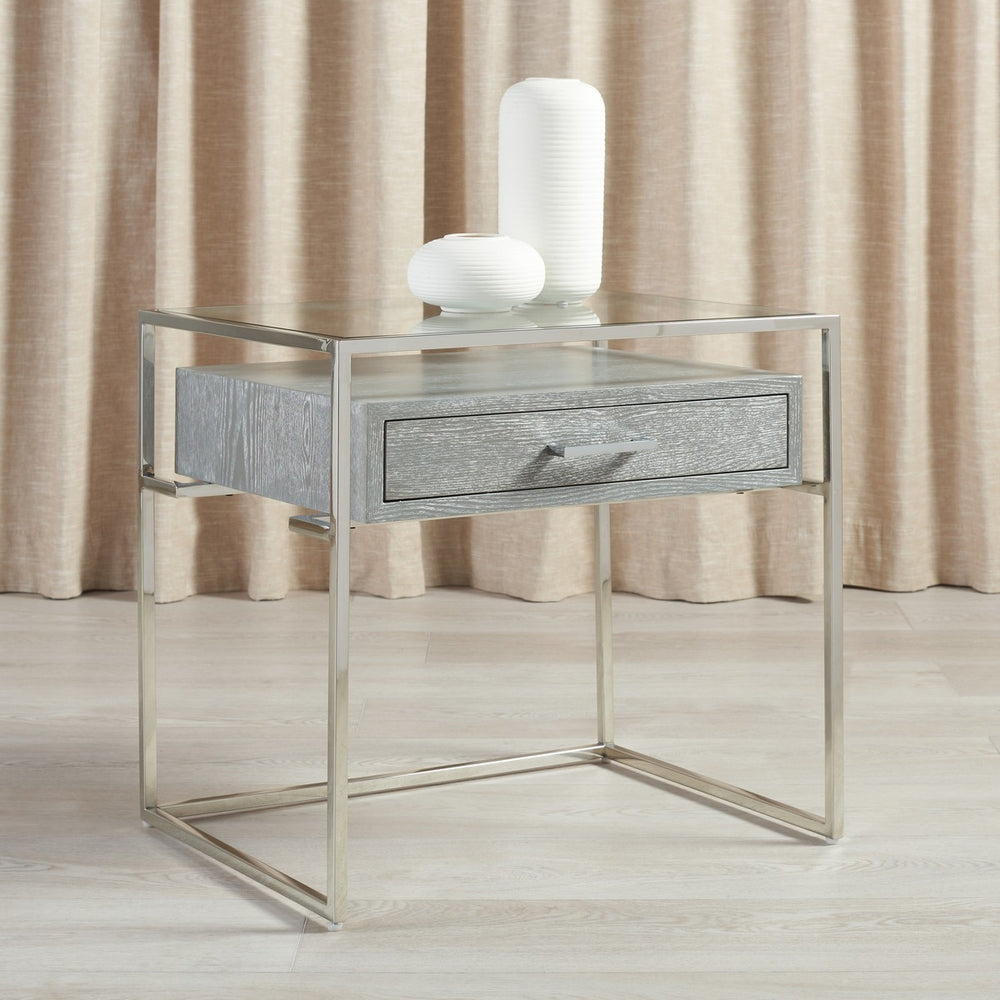 Safavieh Caelan Glass Side Table Light Grey SFV6020C