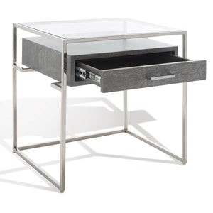 Safavieh Caelan Glass Side Table Light Grey SFV6020C