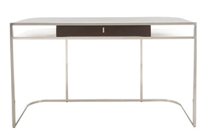 Julian Desk - Sleek Espresso Oak & Steel Contemporary Home Office Furniture with Soft Closing Drawers
