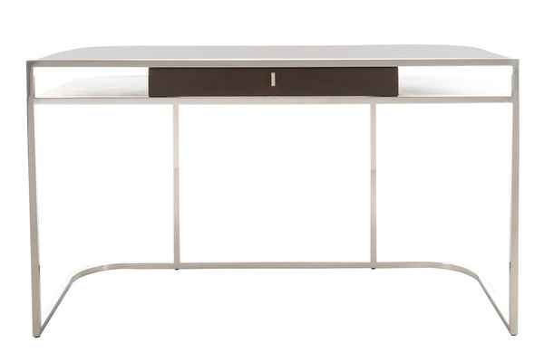 Julian Desk - Sleek Espresso Oak & Steel Contemporary Home Office Furniture with Soft Closing Drawers