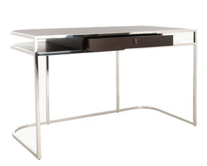 Julian Desk - Sleek Espresso Oak & Steel Contemporary Home Office Furniture with Soft Closing Drawers