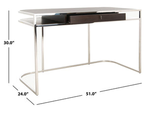 Julian Desk - Sleek Espresso Oak & Steel Contemporary Home Office Furniture with Soft Closing Drawers