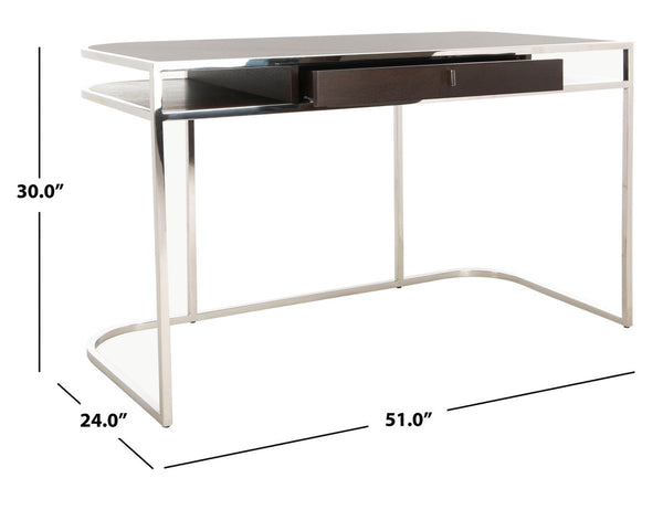 Julian Desk - Sleek Espresso Oak & Steel Contemporary Home Office Furniture with Soft Closing Drawers