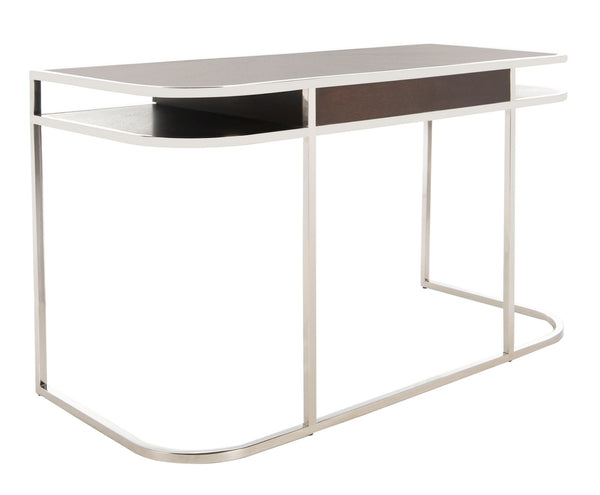Julian Desk - Sleek Espresso Oak & Steel Contemporary Home Office Furniture with Soft Closing Drawers