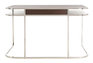 Julian Desk - Sleek Espresso Oak & Steel Contemporary Home Office Furniture with Soft Closing Drawers