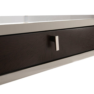 Julian Desk - Sleek Espresso Oak & Steel Contemporary Home Office Furniture with Soft Closing Drawers