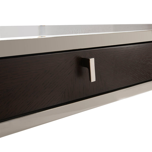 Julian Desk - Sleek Espresso Oak & Steel Contemporary Home Office Furniture with Soft Closing Drawers