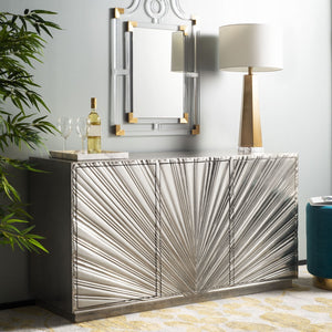 Sylas Contemporary Sunburst 3-Door Sideboard - Chic Silver Buffet with Elegant Storage Solutions