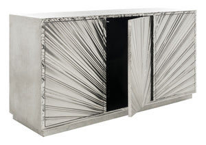 Sylas Contemporary Sunburst 3-Door Sideboard - Chic Silver Buffet with Elegant Storage Solutions