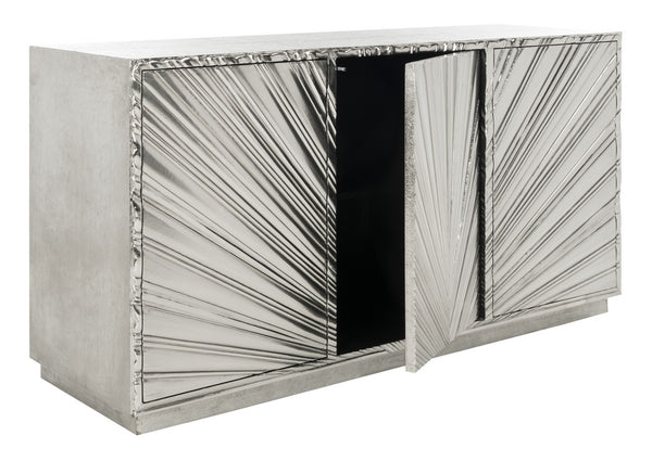 Sylas Contemporary Sunburst 3-Door Sideboard - Chic Silver Buffet with Elegant Storage Solutions