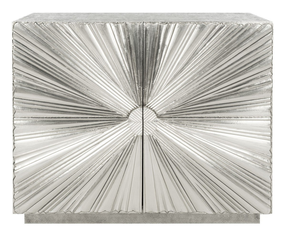Sylas Silver Sunburst 2-Door Chest - Elegant Storage Solution for Living & Dining Room Decor