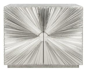 Sylas Silver Sunburst 2-Door Chest - Elegant Storage Solution for Living & Dining Room Decor