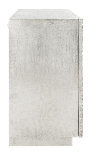 Sylas Silver Sunburst 2-Door Chest - Elegant Storage Solution for Living & Dining Room Decor