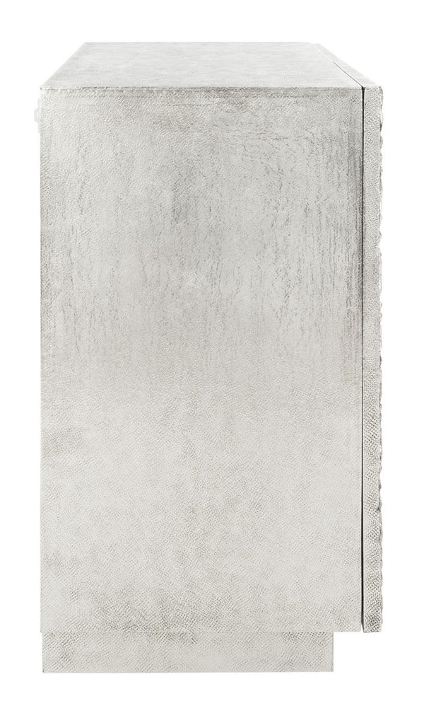 Sylas Silver Sunburst 2-Door Chest - Elegant Storage Solution for Living & Dining Room Decor