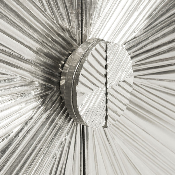 Sylas Silver Sunburst 2-Door Chest - Elegant Storage Solution for Living & Dining Room Decor