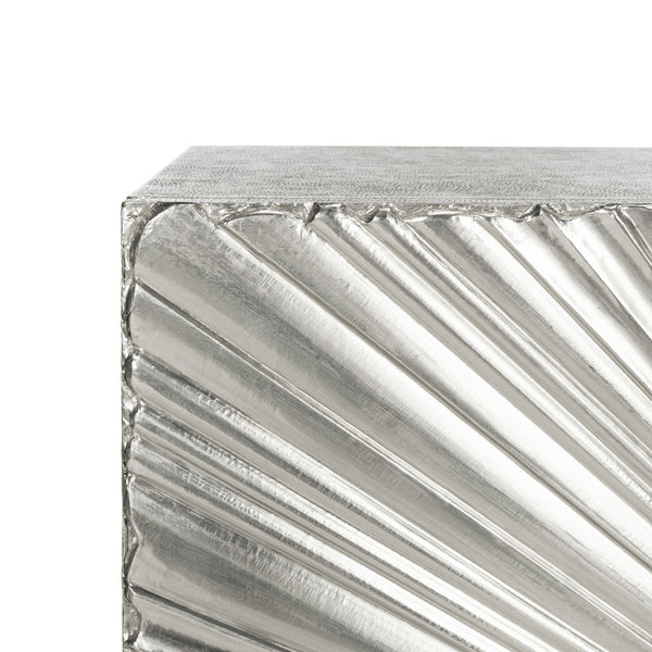 Sylas Silver Sunburst 2-Door Chest - Elegant Storage Solution for Living & Dining Room Decor