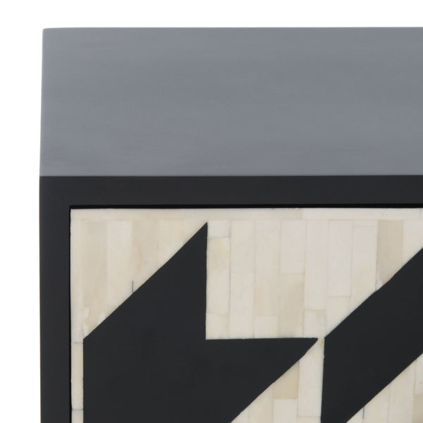 Safavieh Kimori 2 Drawer Nightstand Black / White SFV6612A