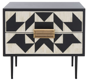 Safavieh Kimori 2 Drawer Nightstand Black / White SFV6612A