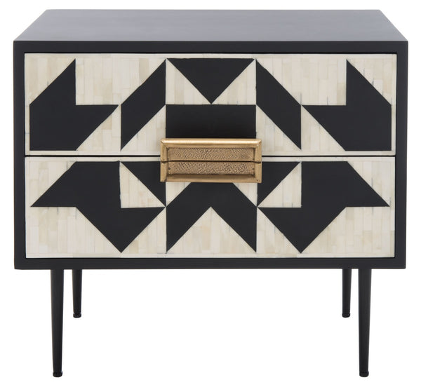Safavieh Kimori 2 Drawer Nightstand Black / White SFV6612A