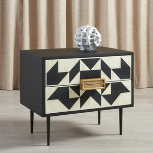 Safavieh Kimori 2 Drawer Nightstand Black / White SFV6612A