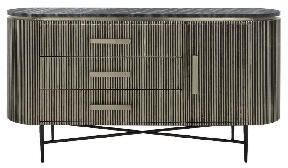 Safavieh Everlyse Marble Top Sideboard Silver Metal / Wood / Marble SFV6613A-2BX