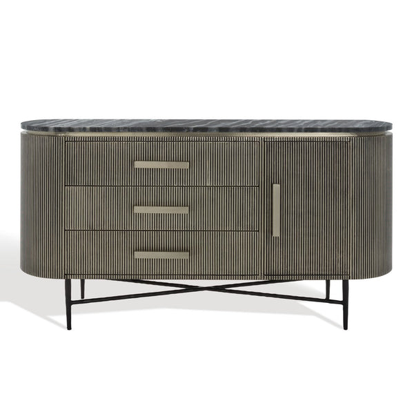 Safavieh Everlyse Marble Top Sideboard Silver Metal / Wood / Marble SFV6613A-2BX