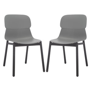 Safavieh Abbie Molded Plastic Dining Chair - Set of 2 Grey / Black Pp / Metal SFV6900C-SET2