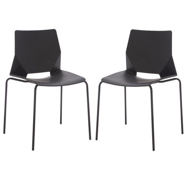 Safavieh Nellie Molded Plastic Dining Chair - Set of 2 Black Pp / Metal SFV6904B-SET2