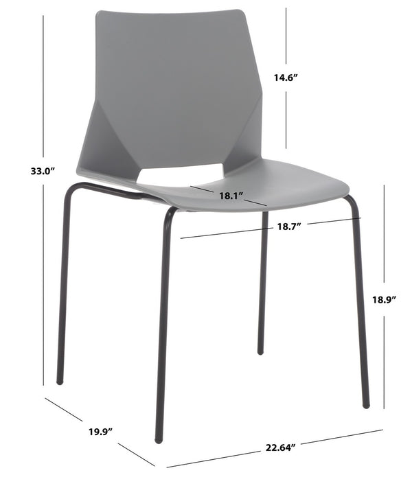 Safavieh Nellie Molded Plastic Dining Chair - Set of 2 Grey / Black Pp / Metal SFV6904C-SET2