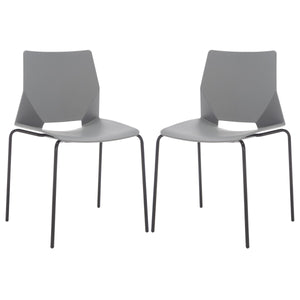Safavieh Nellie Molded Plastic Dining Chair - Set of 2 Grey / Black Pp / Metal SFV6904C-SET2