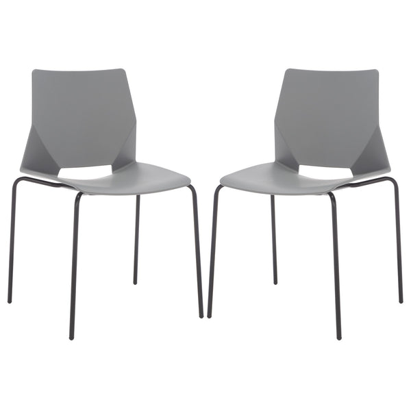 Safavieh Nellie Molded Plastic Dining Chair - Set of 2 Grey / Black Pp / Metal SFV6904C-SET2