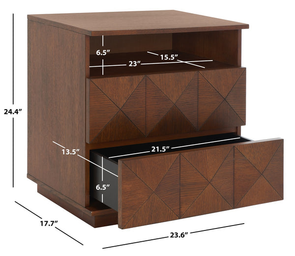 Safavieh Patty 2 Drawer Nightstand Walnut  SFV7207B