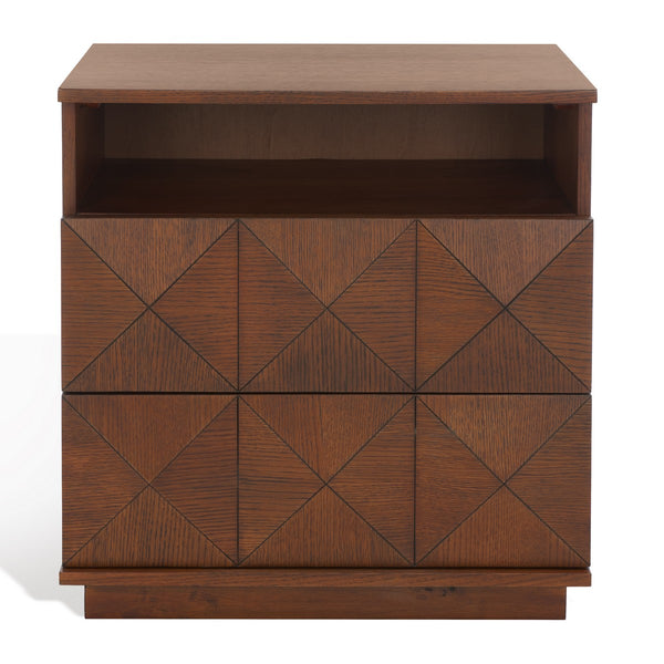 Safavieh Patty 2 Drawer Nightstand Walnut  SFV7207B