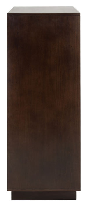 Stassie 5 Drawer Cane Chest - Coastal Chic Dresser with Natural Finish and Black Wood Frame Design