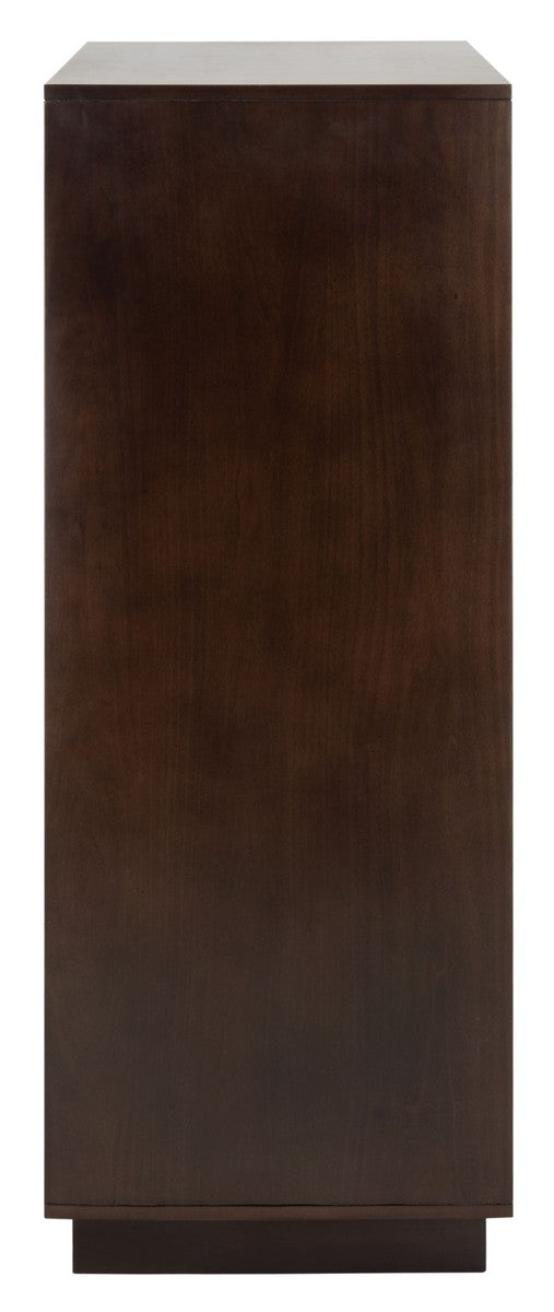 Stassie 5 Drawer Cane Chest - Coastal Chic Dresser with Natural Finish and Black Wood Frame Design