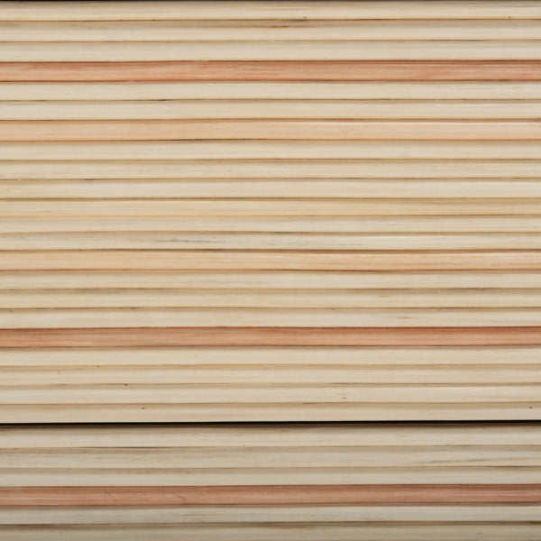 Stassie 5 Drawer Cane Chest - Coastal Chic Dresser with Natural Finish and Black Wood Frame Design