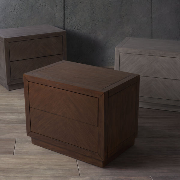 Steve 2 Drawer Wood Nightstand Light Grey