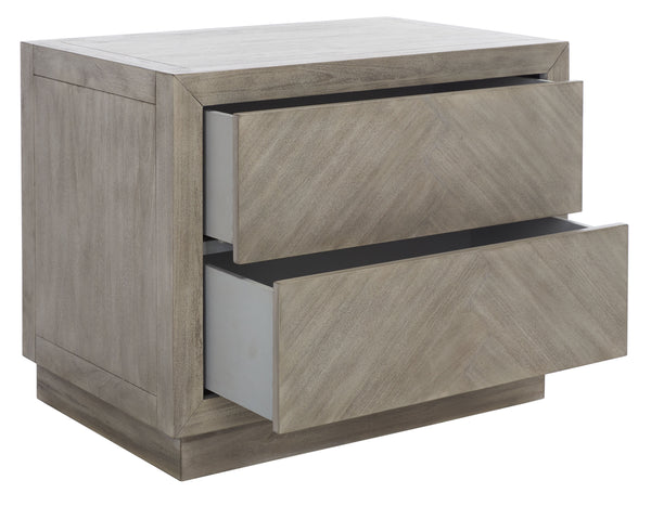 Steve 2 Drawer Wood Nightstand Light Grey
