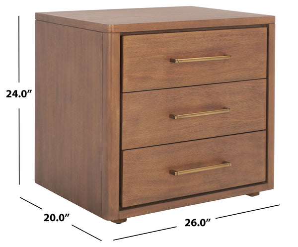 Rosey 3 Drawer Wood Nightstand Brown