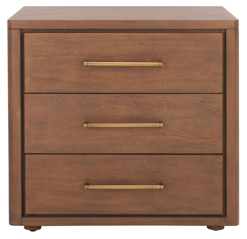 Rosey 3 Drawer Wood Nightstand Brown