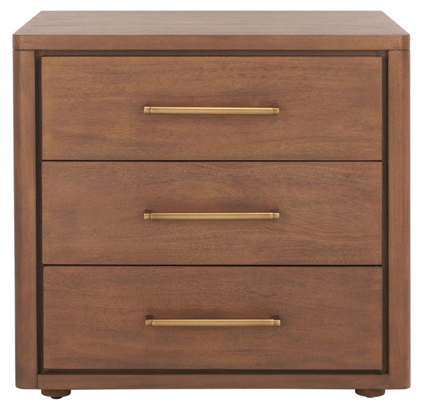 Rosey 3 Drawer Wood Nightstand Brown