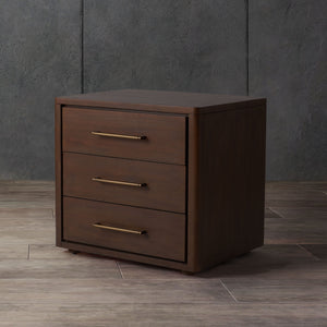 Rosey 3 Drawer Wood Nightstand Brown
