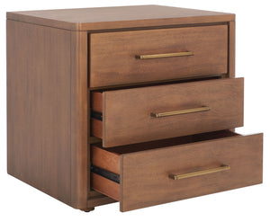 Rosey 3 Drawer Wood Nightstand Brown