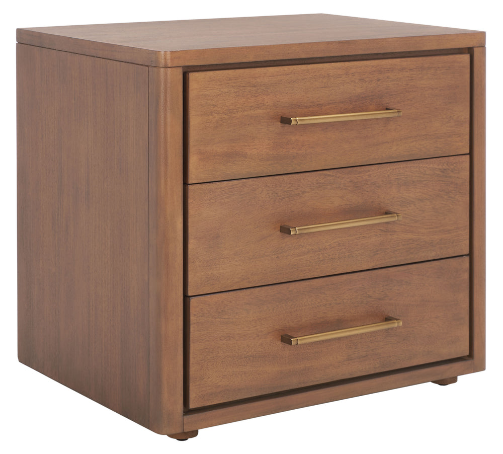 Rosey 3 Drawer Wood Nightstand Brown