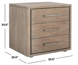 Rosey 3 Drawer Wood Nightstand Light Brown